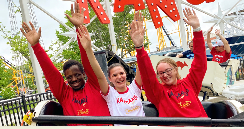 Riders on Kangaroo attraction