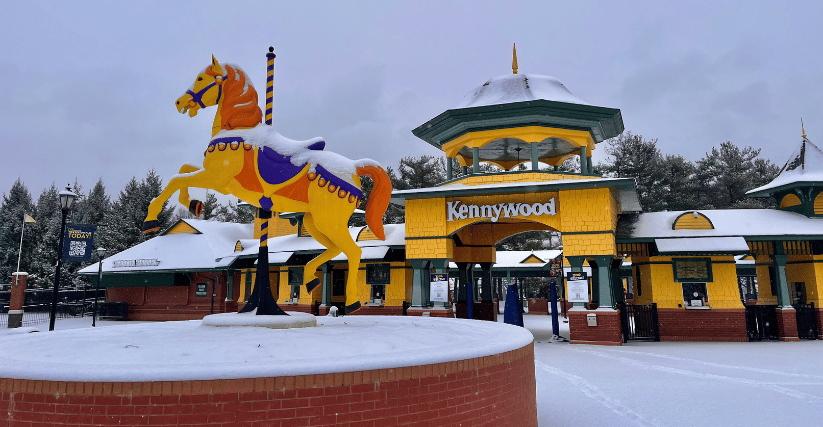 Kennywood Main Gate covered in snow