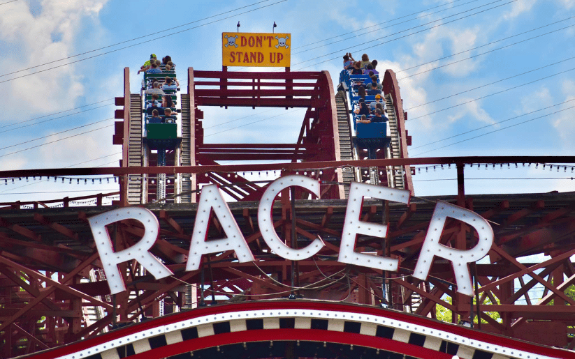 Racer going up lift hill