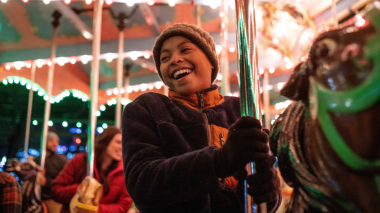 Riders Having Fun and  Laughing On Coaster