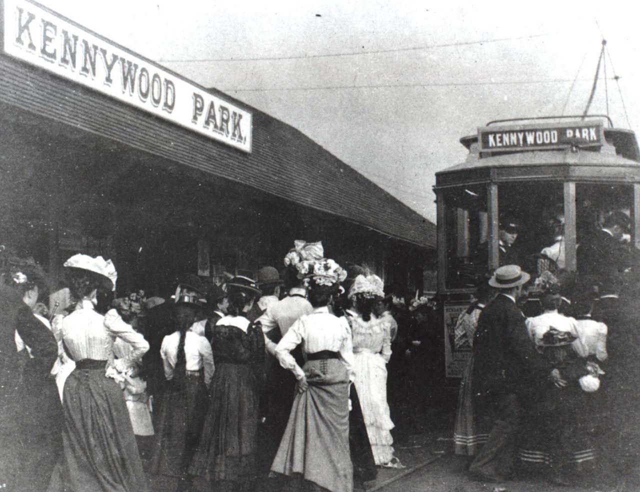 Passengers disembark on a trolley to visit the all-new Kennywood Park, circa 1900.